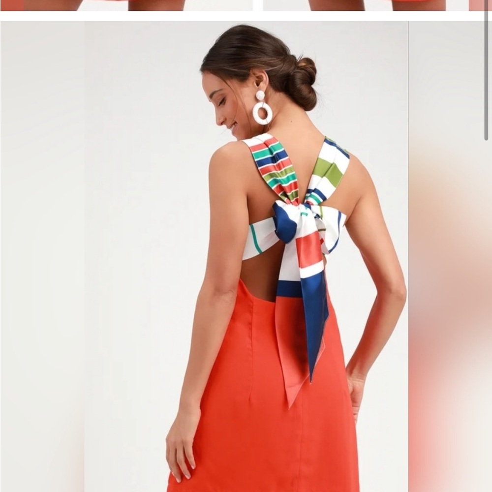 Lulus high neck orange/red summer dress